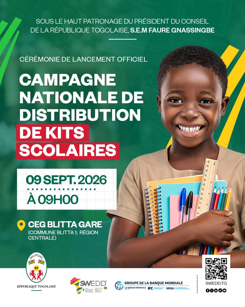 Distribution gratuite de kits scolaire aux filles